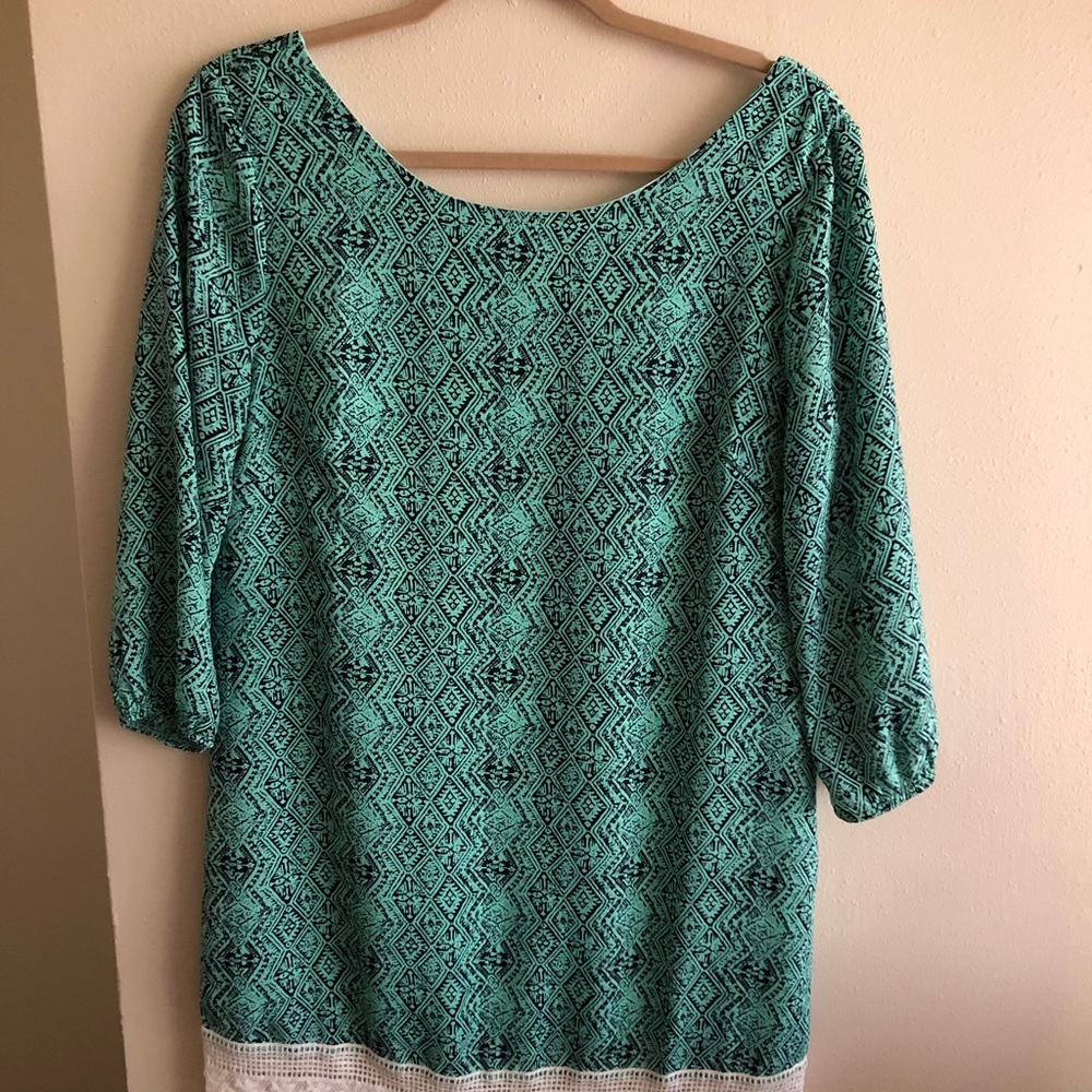 Blue Aztec dress.